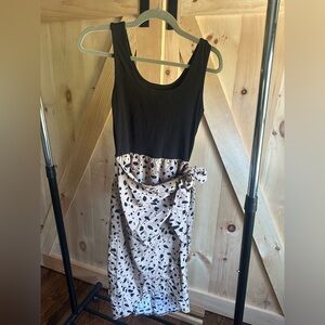 Chic Black and Cream Midi Dress